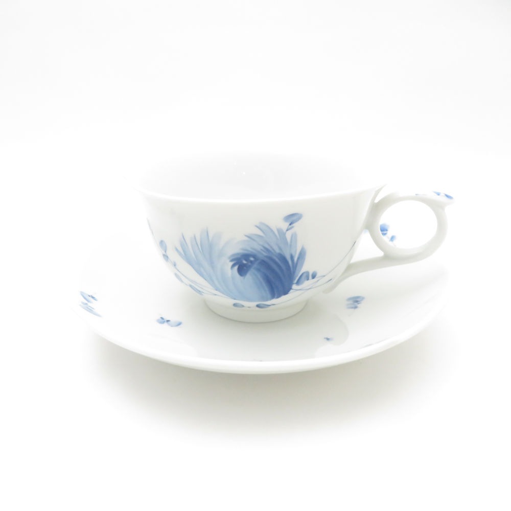 美品 MEISSEN マイセン 青い花 ティーカップ＆ソーサー ブルー フラワー SC9045G1 【中古】