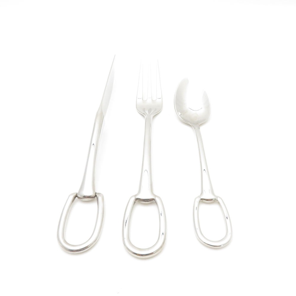 HERMES エルメス アトラージュ ディナーフォーク ナイフ デザートスプーン 3点 セット SM4620J1 【中古】