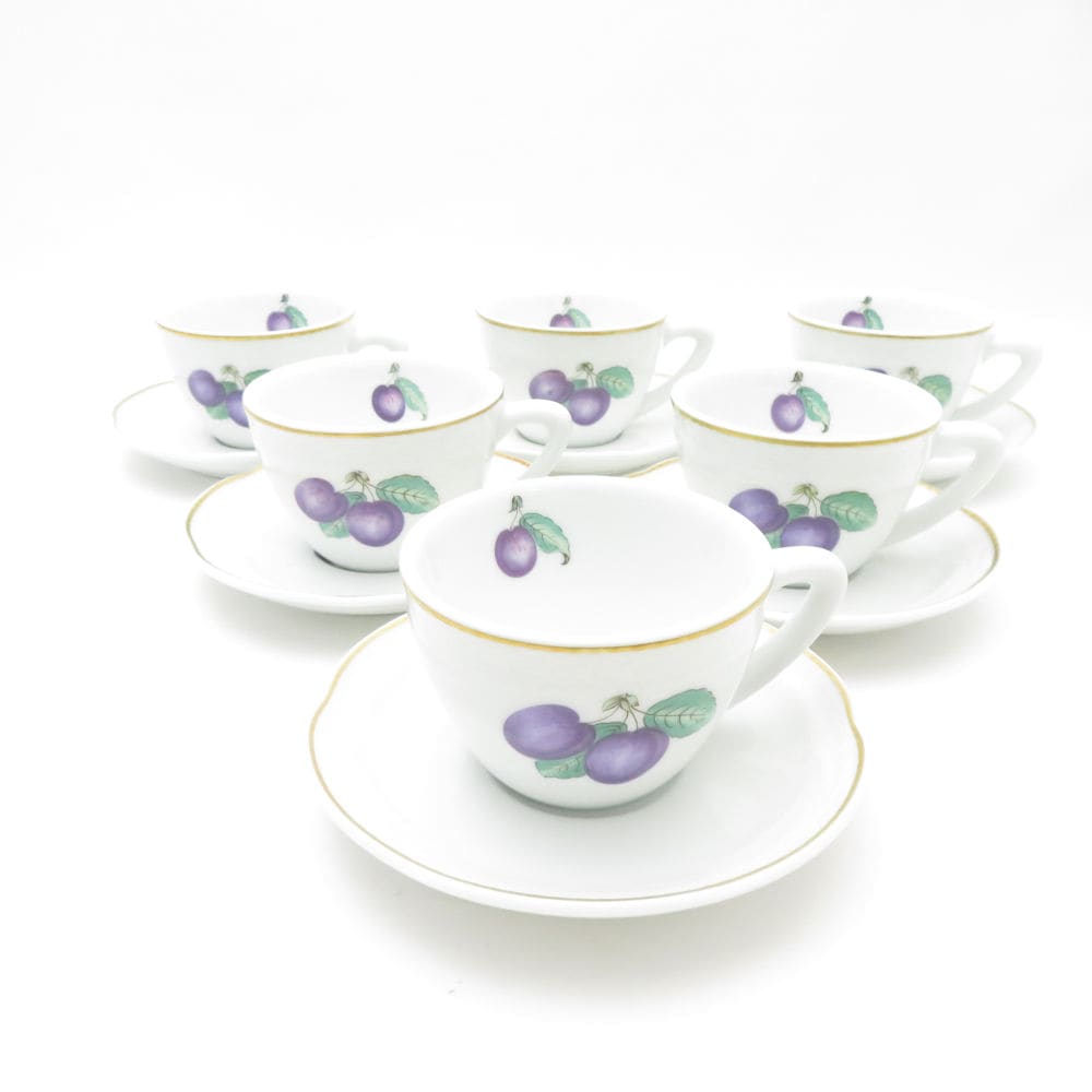 Richard Ginori リチャードジノリ ボンジョルノプルーン デミタスカップ＆ソーサー 6客 セット SM4635L1 【中古】