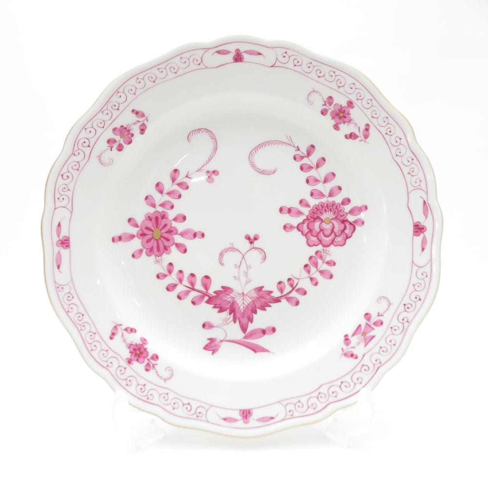 美品 MEISSEN マイセン インドの華 ピンク 340410 中皿 18cmプレート ピンク レア 希少 SY13347A3 【中古】