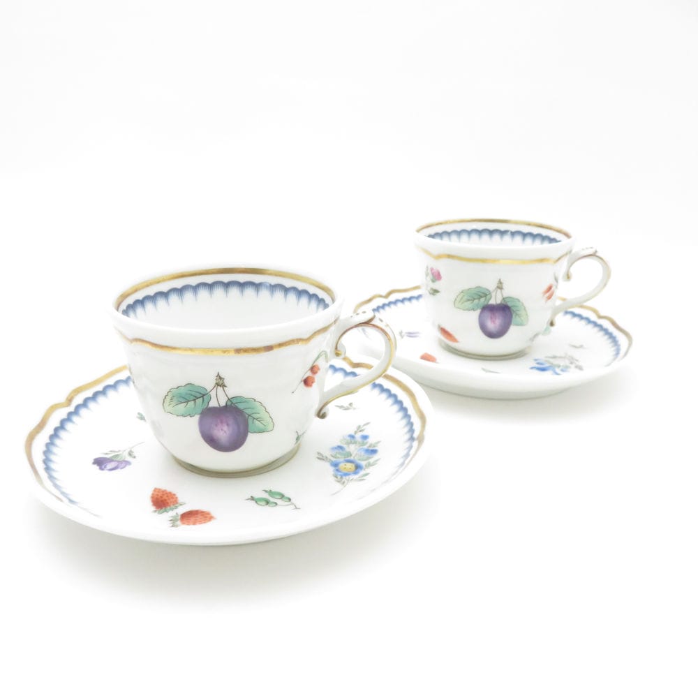 Richard Ginori リチャードジノリ イタリアンフルーツ コーヒーカップ＆ソーサー 2客 ペア SY13355A3 【中古】