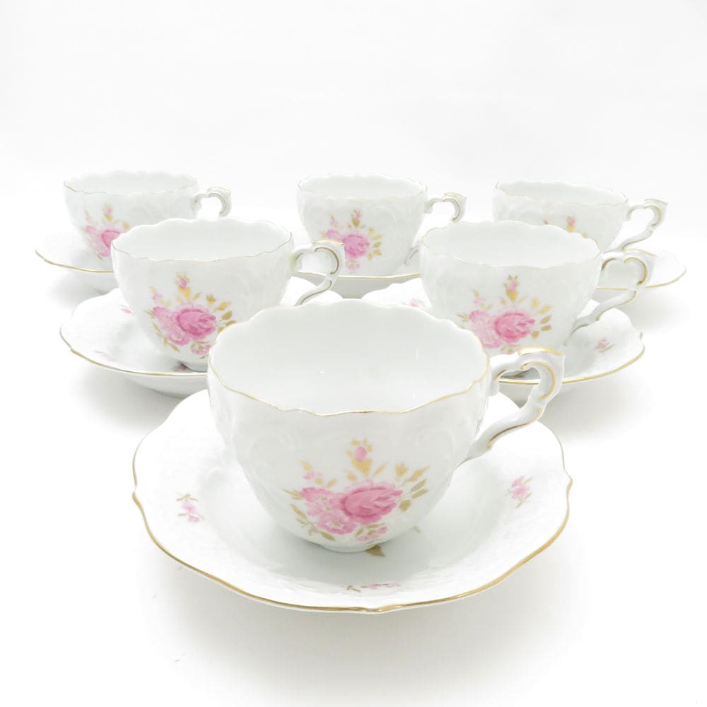 美品 Lindner リンドナー ローズゴールド ティーカップ＆ソーサー 6客 セット SY13357A3 【中古】