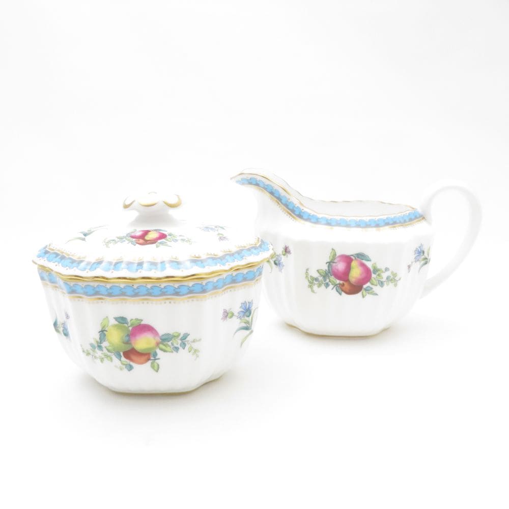 美品 SPODE スポード トラップネルスプレイズ シュガーポット クリーマー セット ミルク ピッチャー 砂糖 ボックス SM4754J2 【中古】