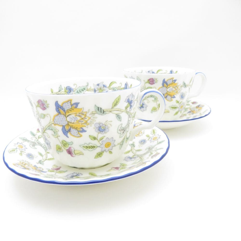 美品 MINTON ミントン ハドンホールブルー カップ＆ソーサー 2客 ペア おおきめ SM4738A2 【中古】