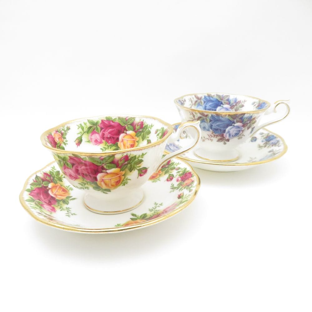 美品 ROYAL ALBERT ロイヤルアルバート オールドカントリーローズ ムーンライトローズ カップ＆ソーサー 2客 セット SM4739A2 【中古】