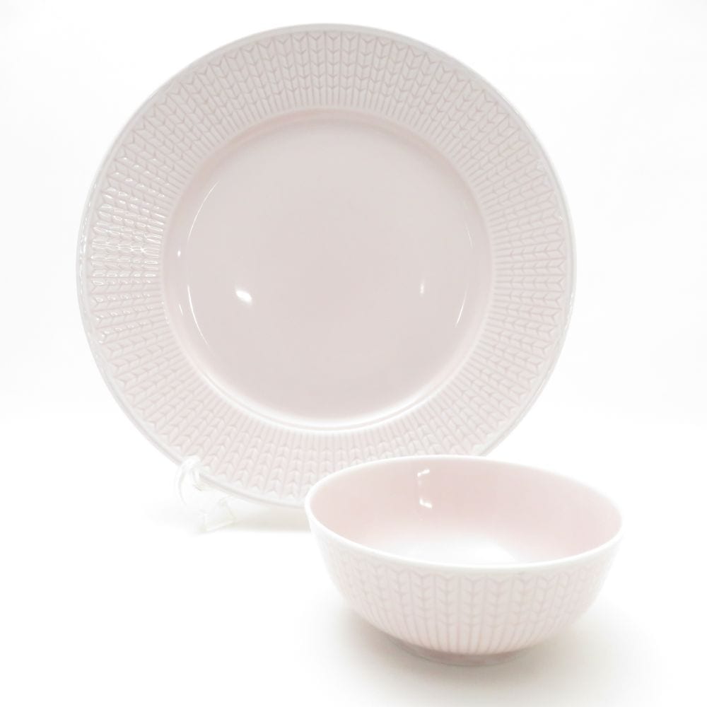 美品 Rorstrand ロールストランド スウェディッシュグレース ローズピンク 大皿 ボウル 2点 セット プレート 深皿 北欧 スウェーデン SU13199F1 【中古】