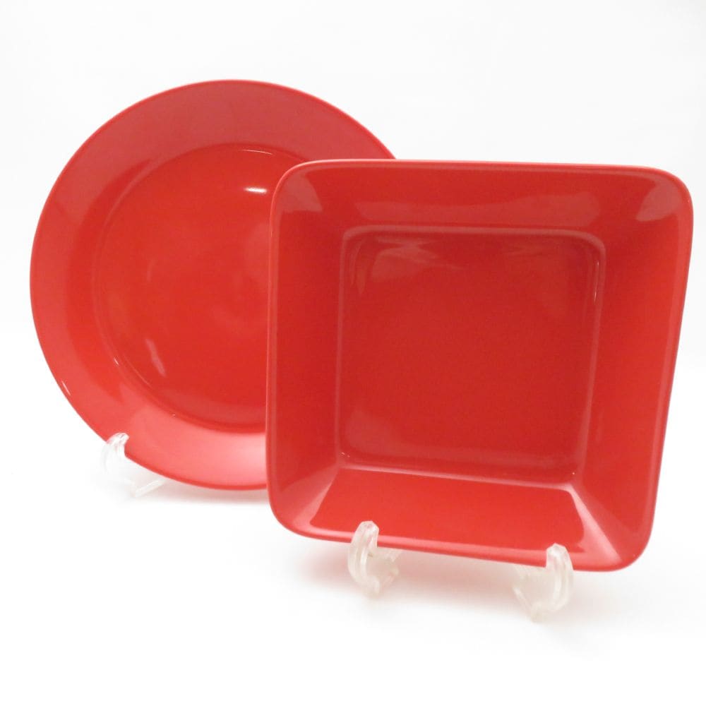 iittala イッタラ ティーマ 中皿 スクエアプレート 2枚 セット テラコッタ 北欧 フィンランド SU13209F1 【中古】