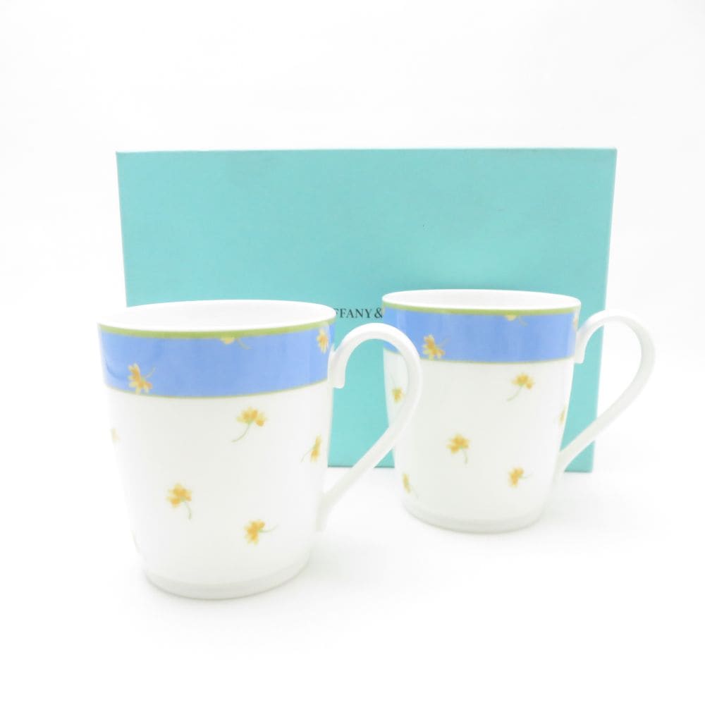 未使用 TIFFANY＆Co. ティファニー ティファニーバレー マグカップ 2点 ペア 花柄 コップ SC9123B2 【中古】
