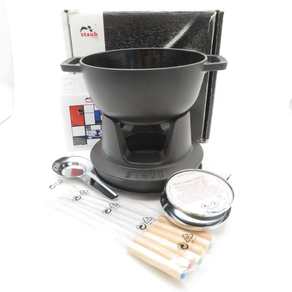 未使用 STAUB ストウブ フォンデュセット 鍋 18cm 鋳物 ホーロー SN415Z 【中古】