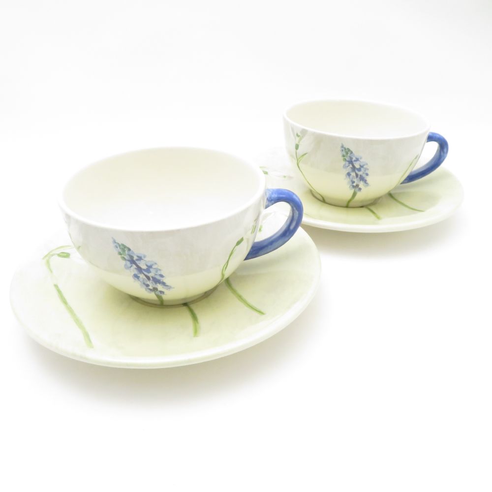 美品 Gien ジアン アイリス カップ＆ソーサー 2客 ペア SM4735G2 【中古】