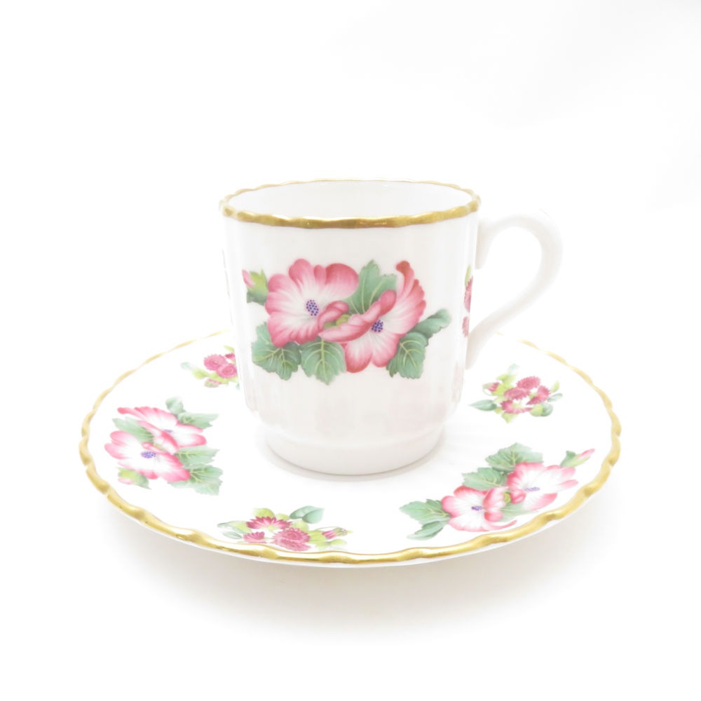 美品 SPODE スポード ダンバリーミント 「ハイビスカス」 デミタスカップ＆ソーサー 金彩 THE DANBURY MINT SY13299B3 【中古】