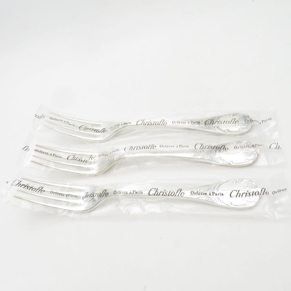 未使用 Christofle クリストフル マルリー テーブルフォーク 3点 シルバー セット 20.5cm カトラリー SC9171B3 【中古】