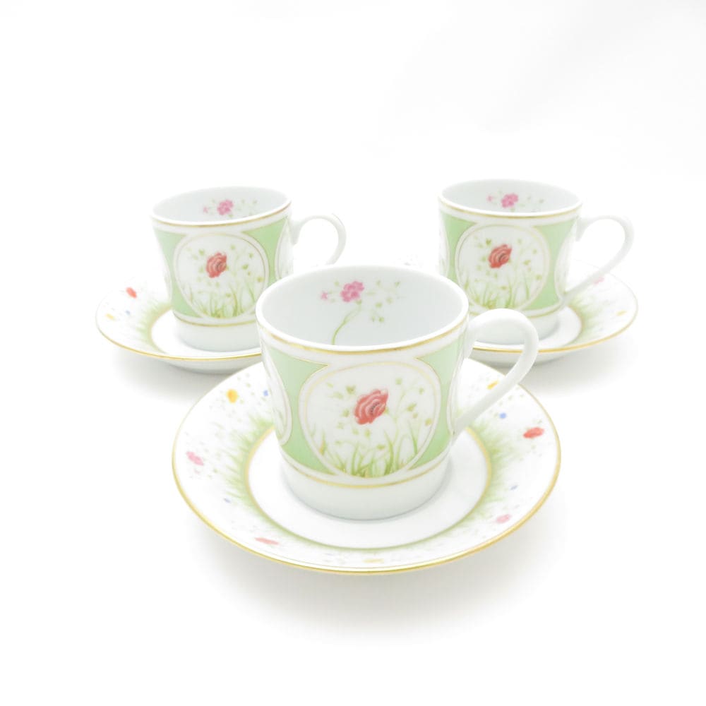 未使用 HAVILAND アビランド Floralies デミタスカップ＆ソーサー 3客 セット SM4708U2 【中古】