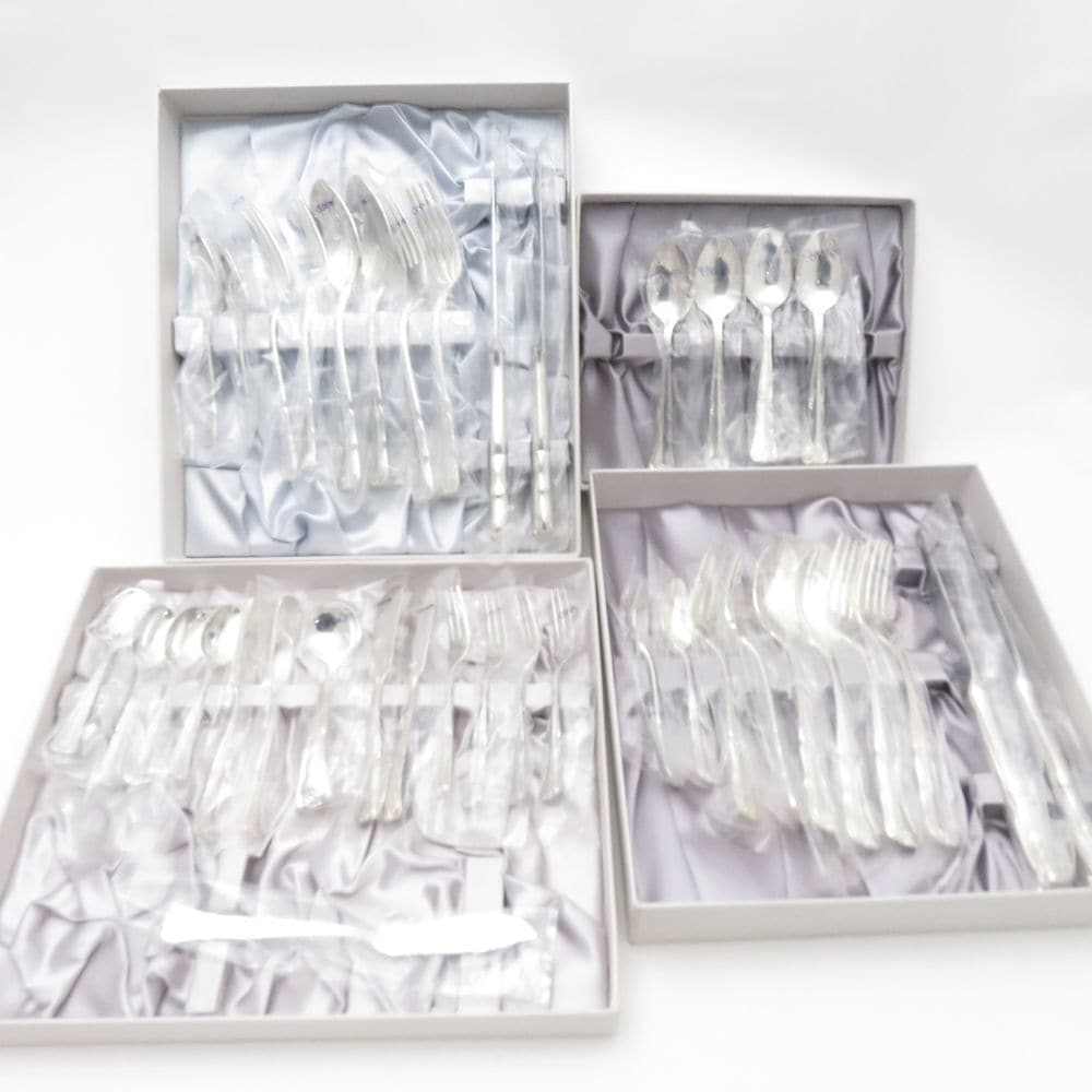 美品 WAKO 銀座和光 フォーク スプーン ナイフ 38点 カトラリーセット 銀仕上げ SC9196F2 【中古】