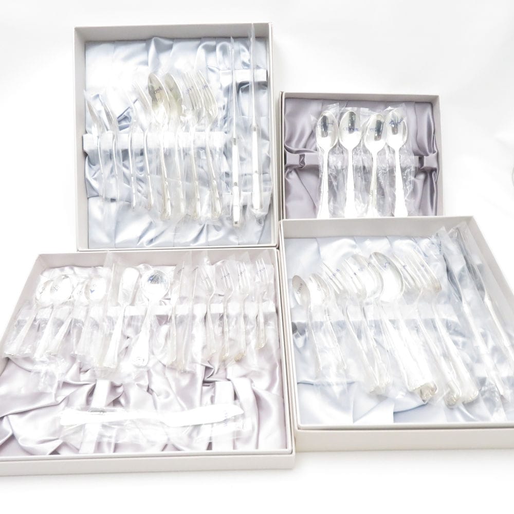 美品 WAKO 銀座和光 フォーク スプーン ナイフ 38点 カトラリーセット 銀仕上げ SC9197F2 【中古】