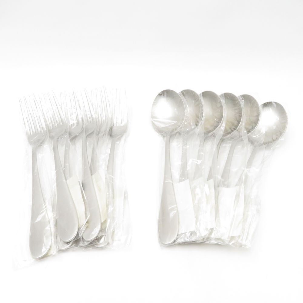 未使用 la base ラバーゼ デザートスプーン＆フォーク サテン仕上げ 12点 ステンレス セット 和平フレイズ カトラリー SC9198F2 【中古】