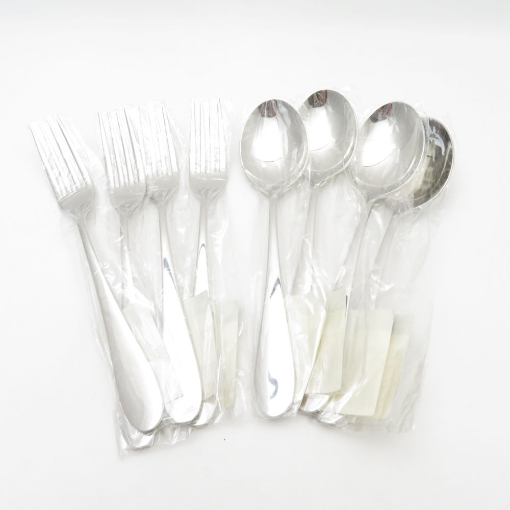 未使用 la base ラバーゼ デザートスプーン＆フォーク ミラー仕上げ 8点 ステンレス セット 和平フレイズ カトラリー SC9199F2 【中古】