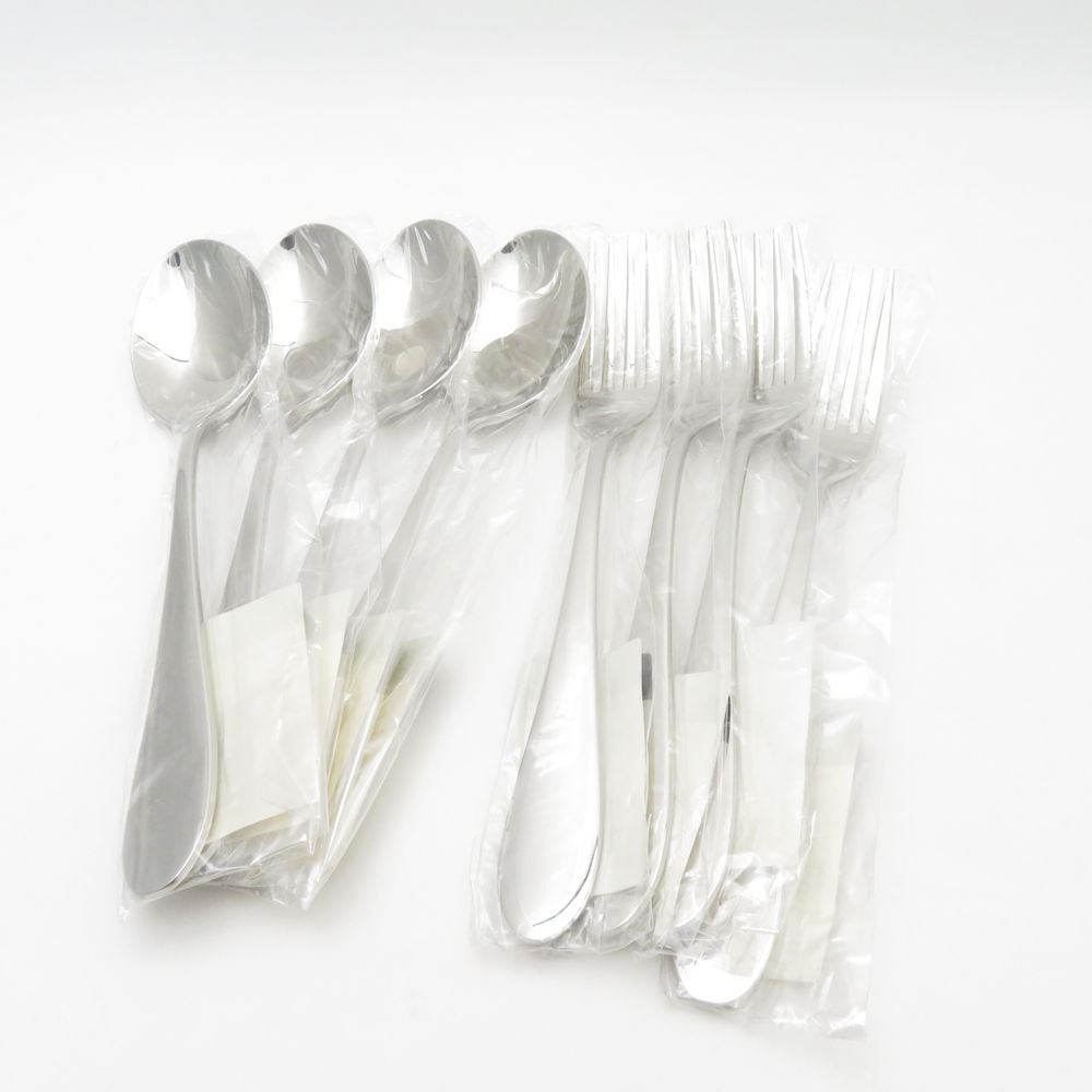 未使用 la base ラバーゼ デザートスプーン＆フォーク ミラー仕上げ 8点 ステンレス セット 和平フレイズ カトラリー SC9200F2 【中古】