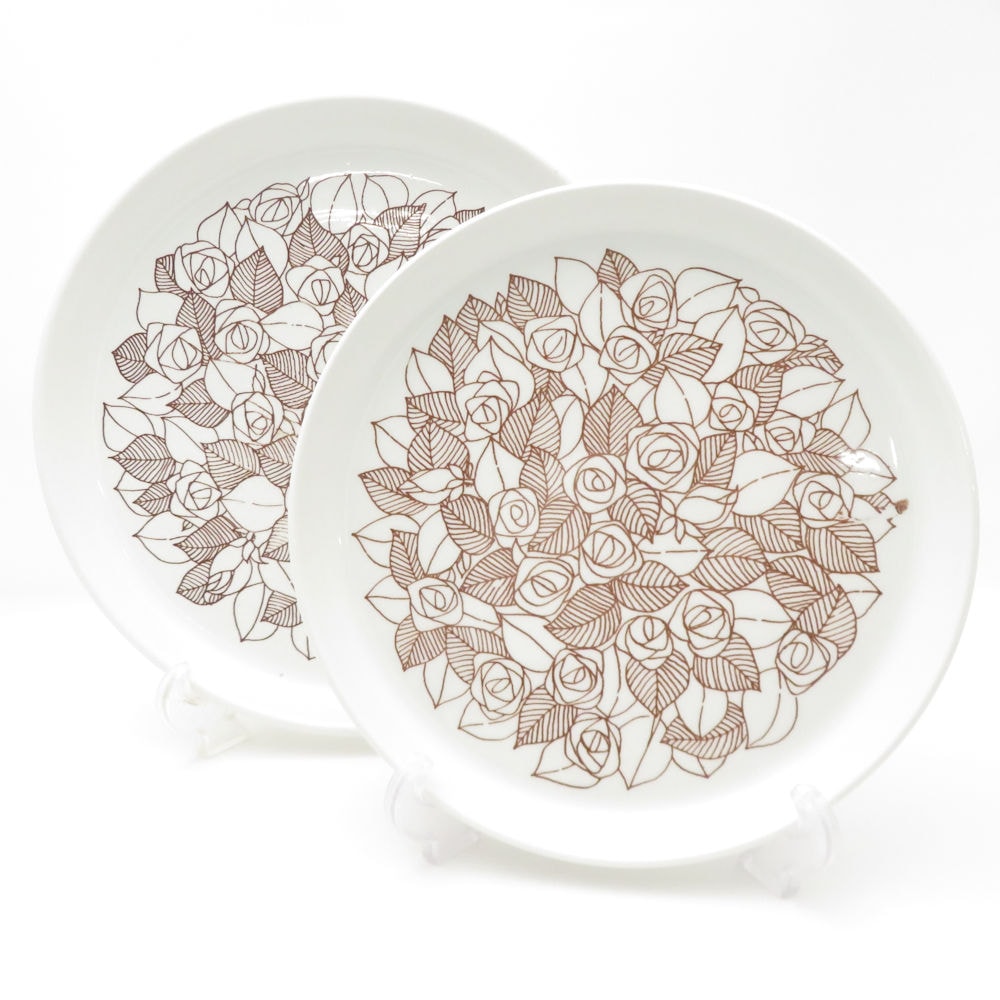 GUSTAVSBERG グスタフスベリ ローゼンフェルト 中皿 2枚 25cmプレート 22cmプレート バラ 北欧 SO3663U2 【中古】