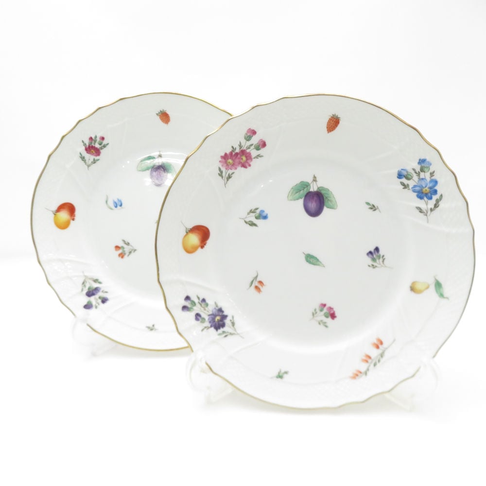 美品 Richard Ginori リチャードジノリ ペルージャ ベッキオフルーツ 中皿 2枚 19cmプレート ペア ケーキ SO3664U2 【中古】