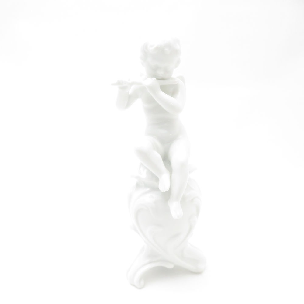 美品 Richard Ginori リチャードジノリ カポディモンテ 天使の音楽家 フルート フィギュリン 置物 インテリア 白磁 SO3675U2 【中古】