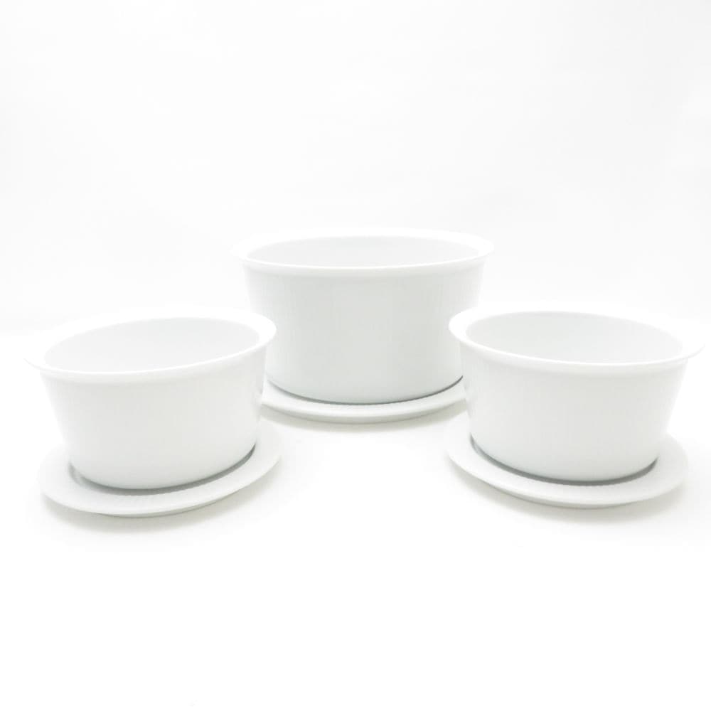 ROYAL COPENHAGEN ロイヤルコペンハーゲン ホワイトフルーテッド ラウンドオーブンウェア 3点 セット M/Sサイズ 蓋付 ボウル SC9273T1 【中古】