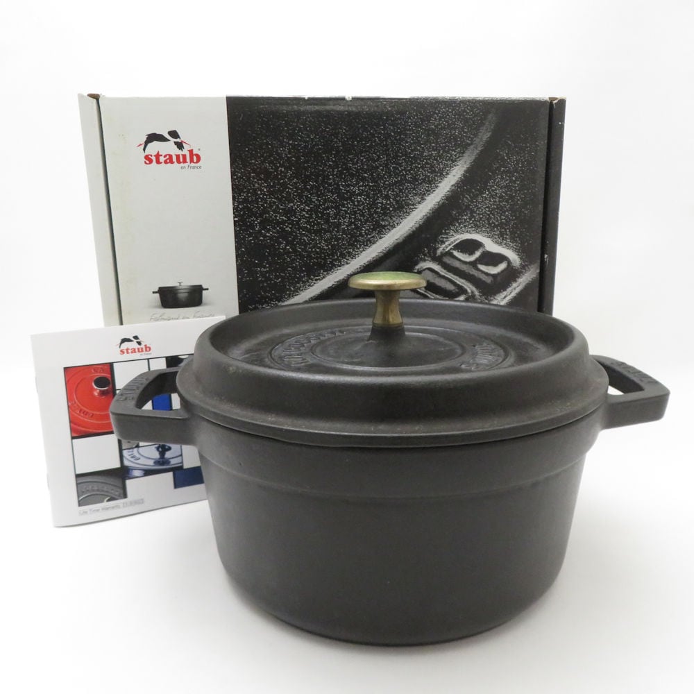 STAUB ストウブ ピコ ココットラウンド 両手鍋 鋳鉄 20cm 2.2L ホーロー ほうろう SC9177V2 【中古】