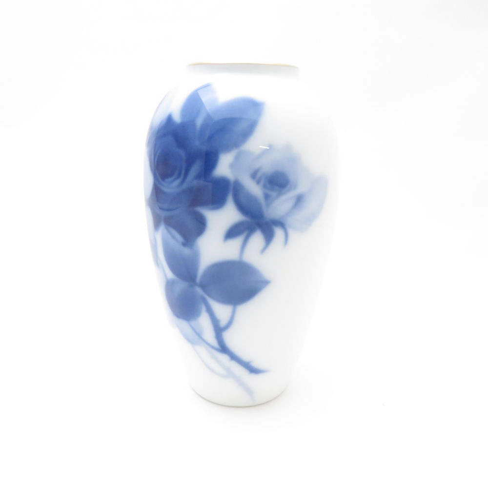 美品 OKURA 大倉陶園 ブルーローズ 8011 花瓶 高15cm フラワーベース 花びん 花器 花生 SC9264X1 【中古】