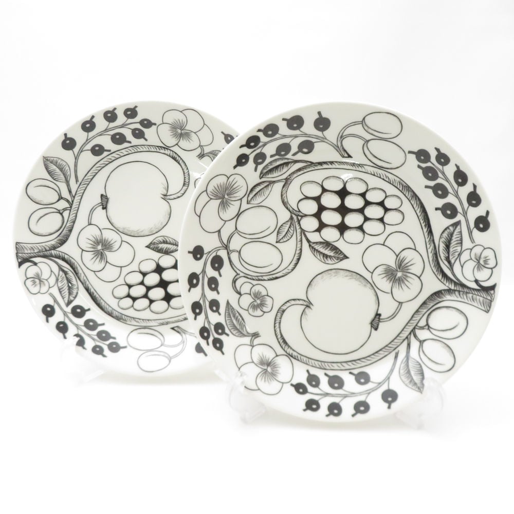 未使用 ARABIA アラビア パラティッシ ブラック 中皿 2枚 ペア 21cmプレート SC9291U1 【中古】