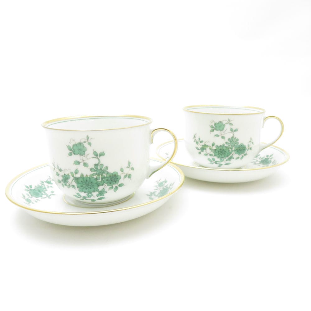 美品 AUGARTEN アウガルテン プリンスオイゲン 5848 コーヒーカップ＆ソーサー 2客 ペア 珈琲 金彩 テーブルウェア SU13242V2 【中古】