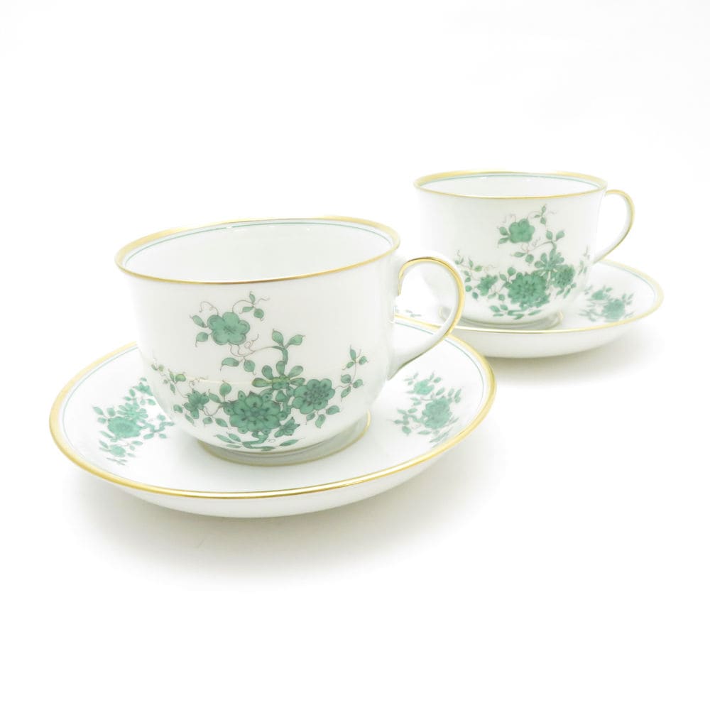 美品 AUGARTEN アウガルテン プリンスオイゲン 5848 コーヒーカップ＆ソーサー 2客 ペア 珈琲 金彩 テーブルウェア SU13243V2 【中古】