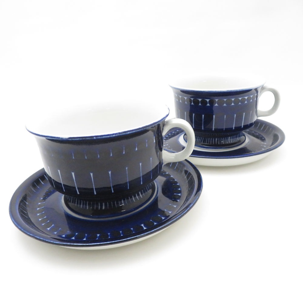 美品 ARABIA アラビア バレンシア カップ＆ソーサー 2客 ペア ティー コーヒー 北欧 ヴィンテージ SU13247V2 【中古】