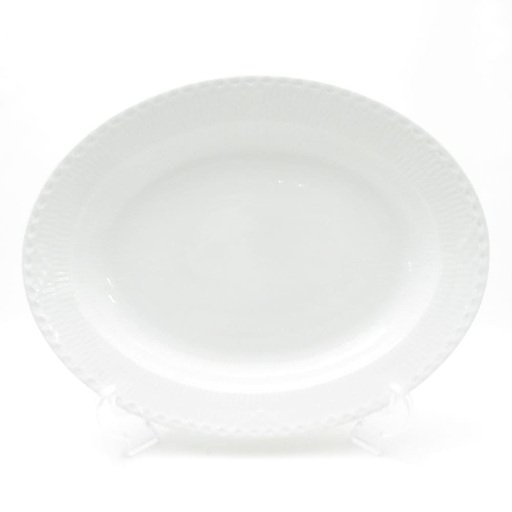 美品 ROYAL COPENHAGEN ロイヤルコペンハーゲン ホワイトフルーテッドハーフレース オーバルディッシュ 36cmプレート 楕円 大皿プラター SU13274E1 【中古】