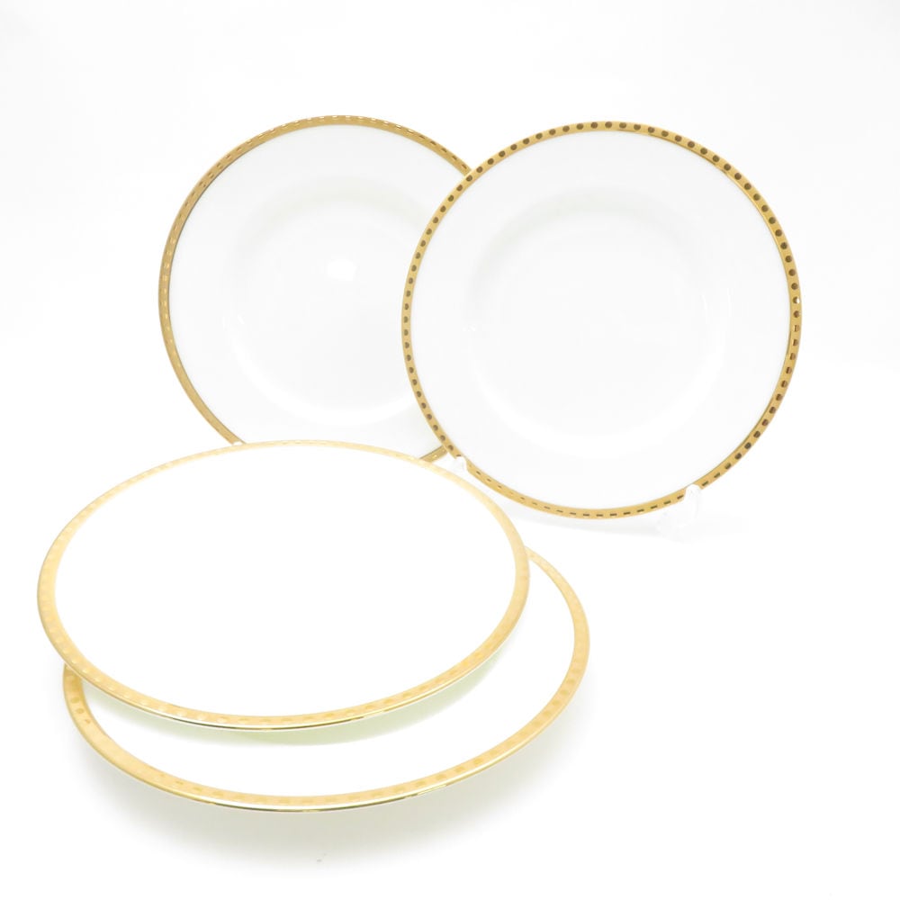 美品 TIFFANY＆Co. ティファニー ゴールドバンド 中皿 4枚 18cmプレートセット 金彩 デザート SU13285G1 【中古】