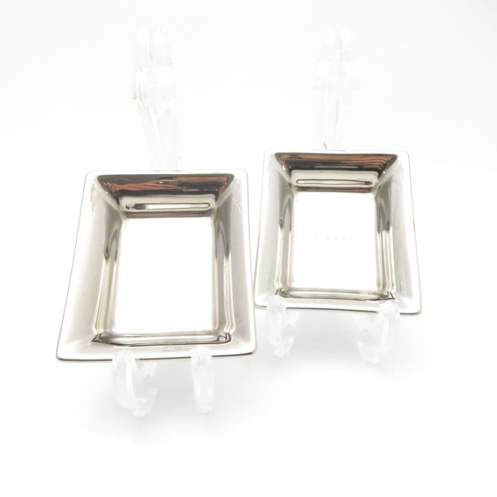 TIFFANY＆Co. ティファニー メタリック ヴィドポシェ&ロゴ 小皿 2枚 ポーセリン ペア 1837 銀 トレイ ホーム インテリア SU13290G1 【中古】