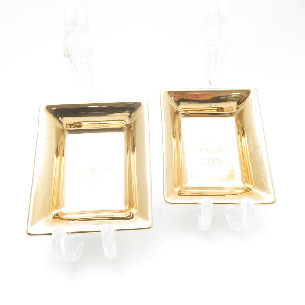 TIFFANY＆Co. ティファニー メタリック ヴィドポシェ&ロゴ コッパー 小皿 2枚 ポーセリン コッパー ペア 1837 トレイ インテリア SU13292G1 【中古】