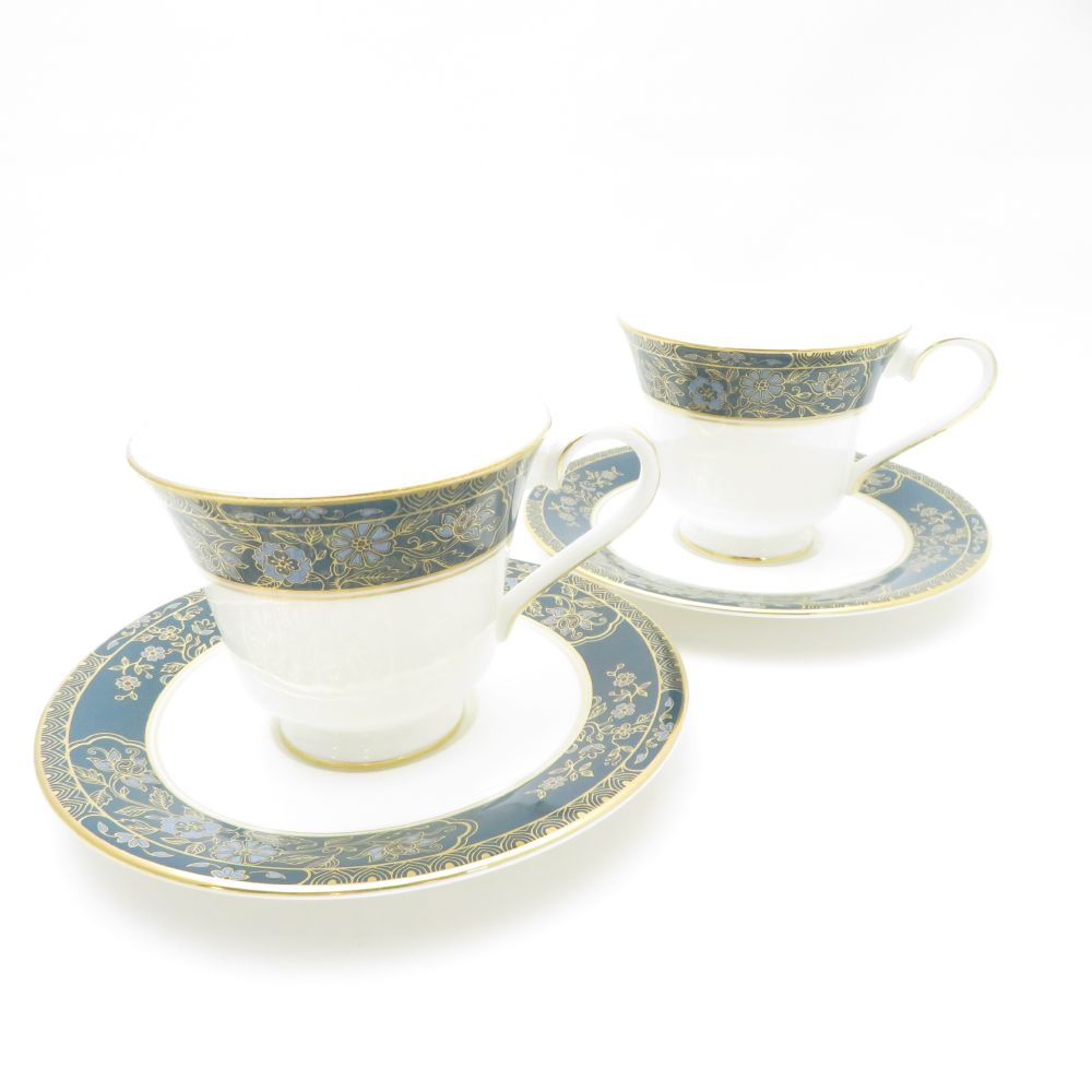 美品 ROYAL DOULTON ロイヤルドルトン CARLYLE カーライル カップ＆ソーサー 2客 ペア SY13396A2 【中古】