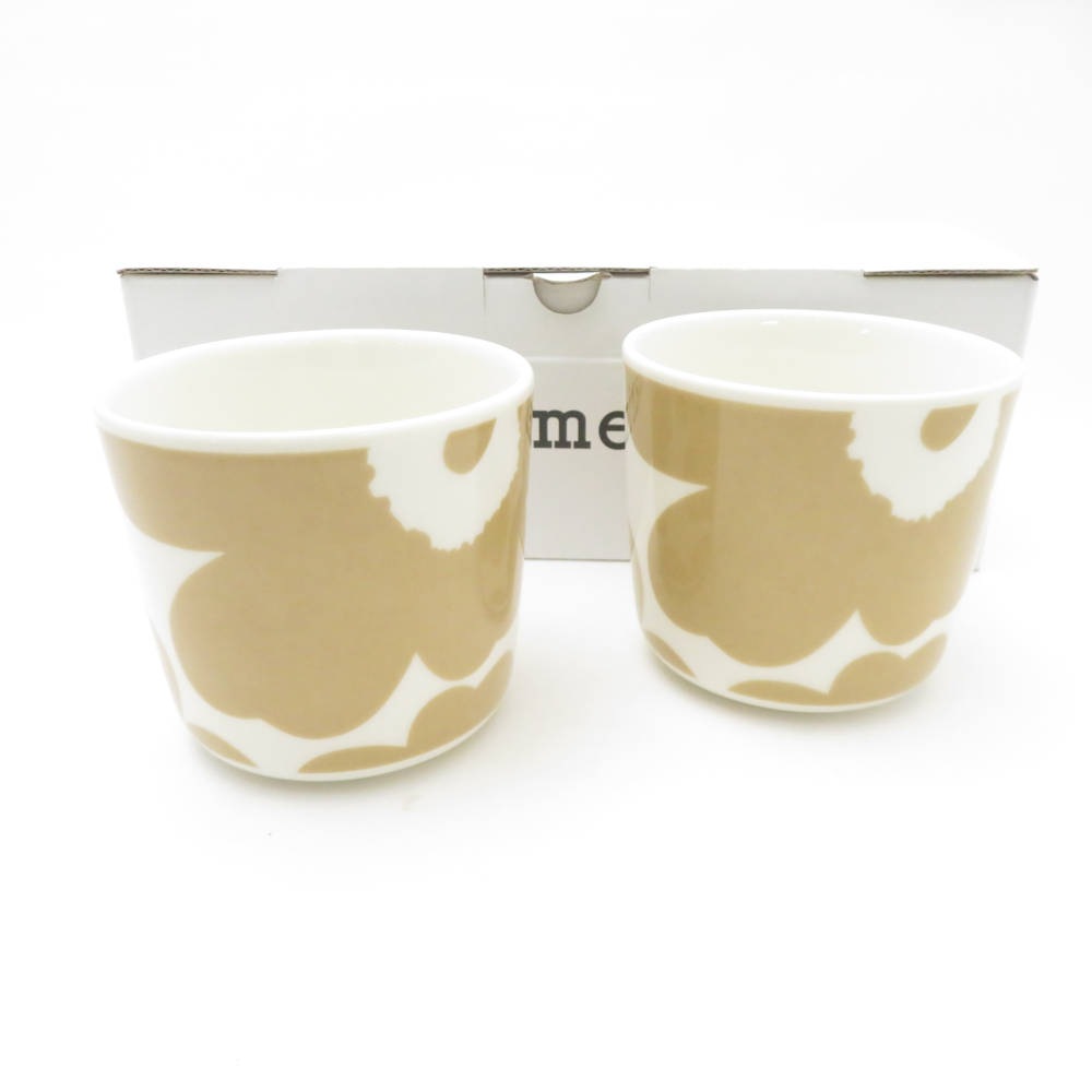 ARABIA アラビア ウニッコ ラテマグ 2点 陶器 ペア カップ コップ ホワイト×ベージュ SC9344D1 【中古】