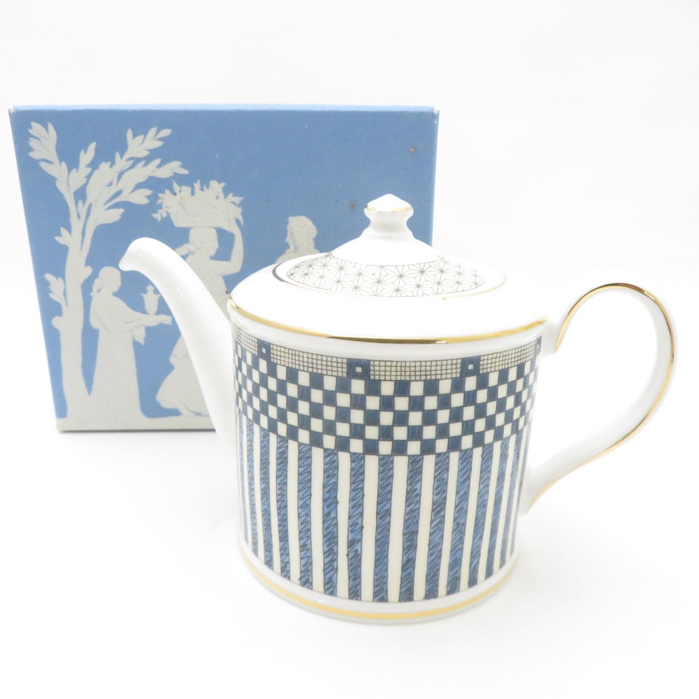 未使用 WEDGWOOD ウェッジウッド サムライ ティ－ポット 茶器 ジャパニーズ 市松模様 SU13297F1 【中古】