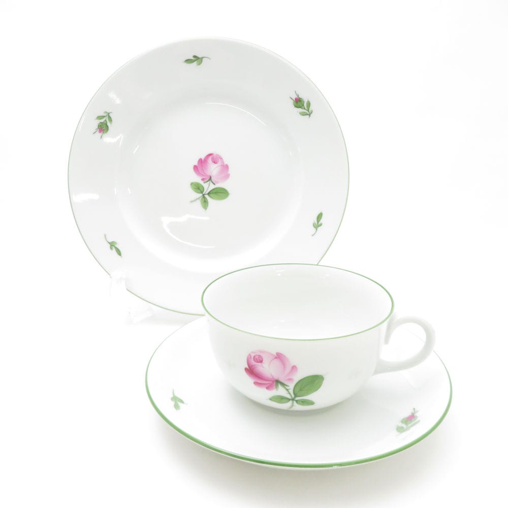 未使用 AUGARTEN アウガルテン ウィンナーローズ ティーカップ＆ソーサー 中皿 2点 セット 19cmプレート 薔薇 バラ ウィーン SC9351P1 【中古】