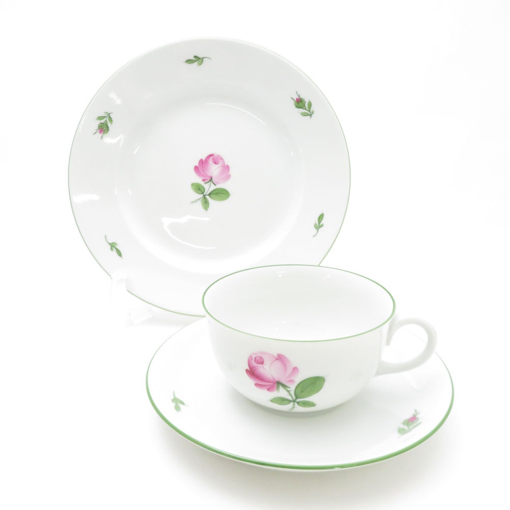 未使用 AUGARTEN アウガルテン ウィンナーローズ ティーカップ＆ソーサー 中皿 2点 セット 19cmプレート 薔薇 バラ ウィーン SC9351P1 【中古】