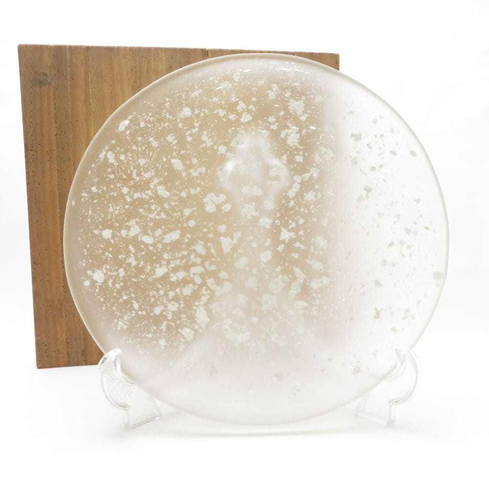 美品 藤田喬平 手吹皿 31cmプレート 銀彩 艶消し 大皿 飾皿 SC9379Q1 【中古】