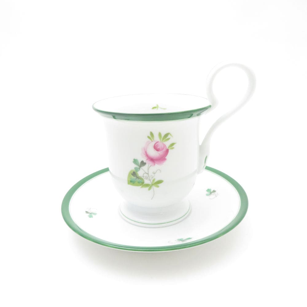 美品 Herend ヘレンド ウィーンのバラ VRH 4911 コーヒーカップ＆ソーサー ハイハンドル 薔薇 ばら SU13314D2 【中古】