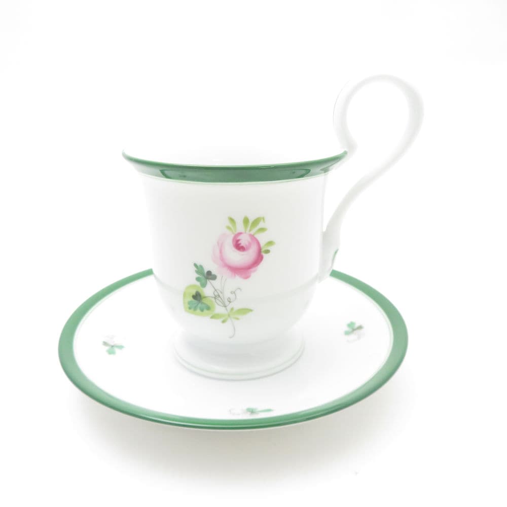 美品 Herend ヘレンド ウィーンのバラ VRH 4911 コーヒーカップ＆ソーサー ハイハンドル 薔薇 ばら SU13316D2 【中古】