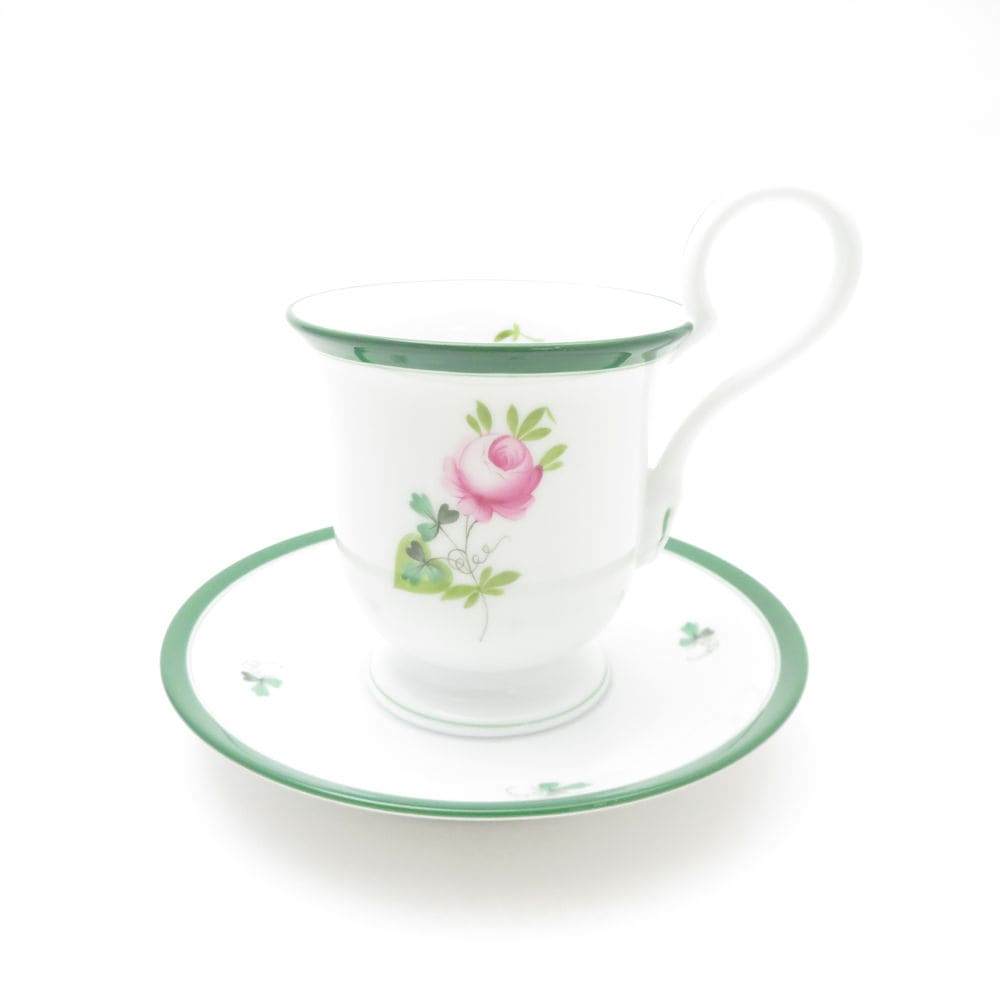 美品 Herend ヘレンド ウィーンのバラ VRH 4911 コーヒーカップ＆ソーサー ハイハンドル 薔薇 ばら SU13317D2 【中古】