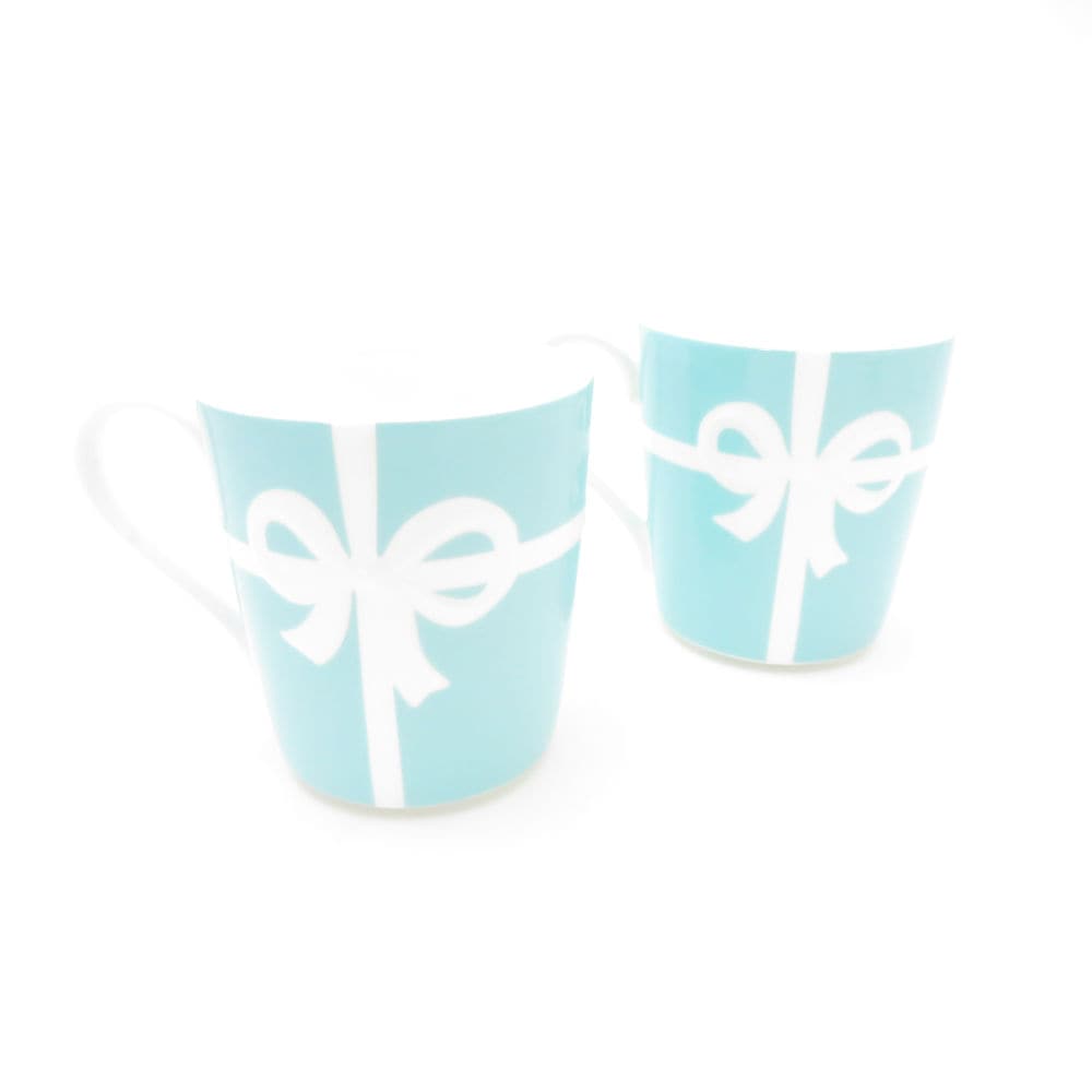 美品 TIFFANY＆Co. ティファニー ブルーボックス マグカップ 2点 ペア ブルーリボン コップ SC9431C2 【中古】