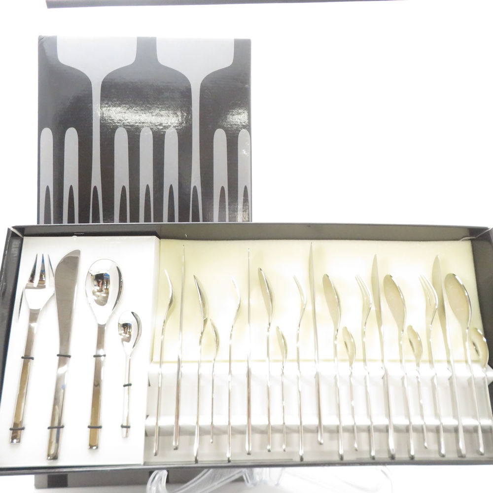 未使用 ALESSI アレッシィ Colombina テーブルフォーク/スプーン/ナイフ/コーヒースプーン 24点 ステンレス カトラリーセット SC9398Z 【中古】