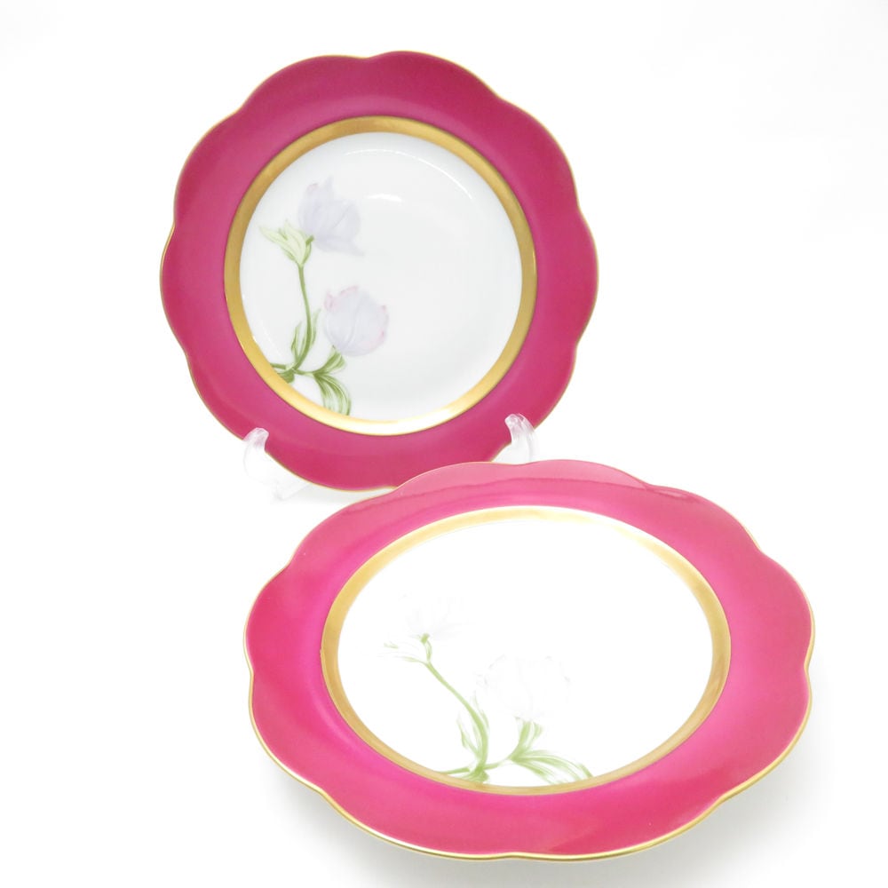 Fukagawa Seiji 深川製磁 KIMIJIMA 中皿 2枚 20cmプレート ペア 有田焼 SY13422D2 【中古】