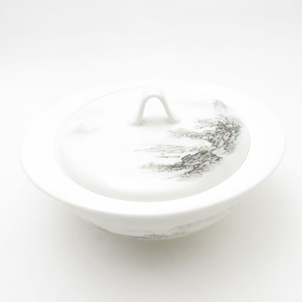 美品 Fukagawa Seiji 深川製磁 Imperial BONE CHINA 蓋物 山水画 有田焼 SY13426D2 【中古】