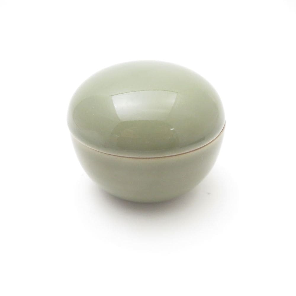 美品 Fukagawa Seiji 深川製磁 百年庵 茶灰釉 丸蓋物 小物入れ 有田焼 SY13427D2 【中古】